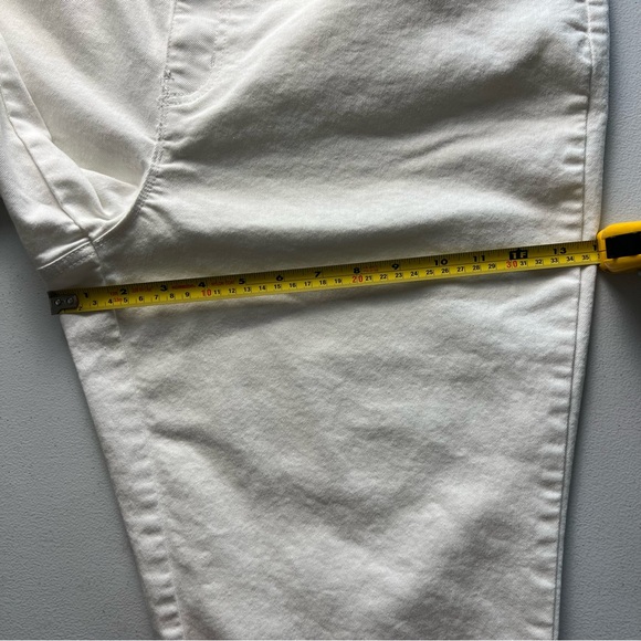 Jessica London 18W White Jeans Blue Boho Embroidered Hem Stretch Straight Leg - Picture 4 of 10